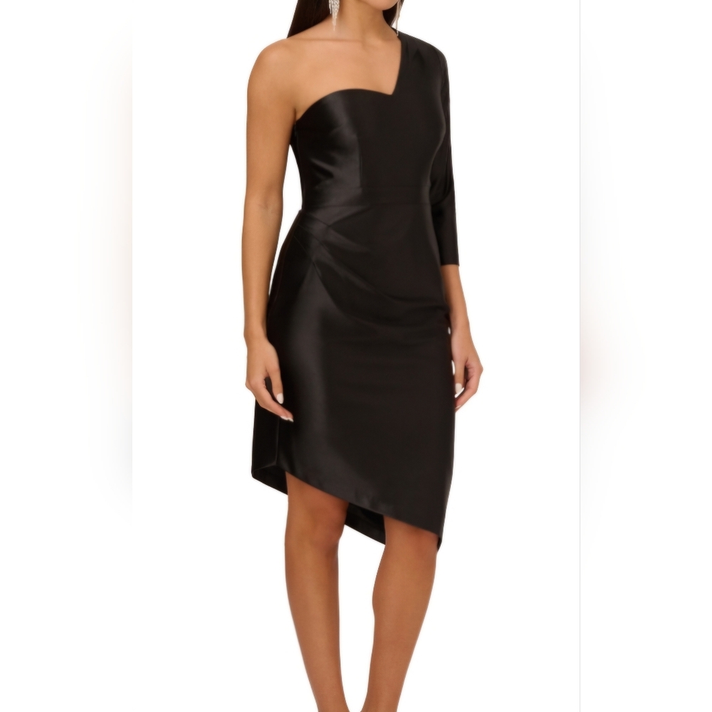 Aidan Mattox One Shoulder Satin MIDI Dress, Size 4, 8, 10 And 16